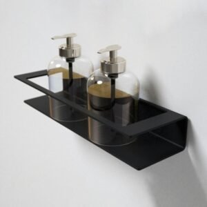 Modern Wall-Mounted Soap Dispenser Shelf – Matte Black