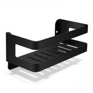 Modern Matte Black Wall-Mounted Shower Shelf
