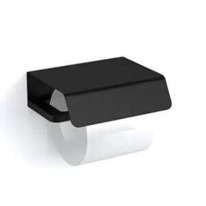 Modern Matte Black Toilet Paper Holder with Cover