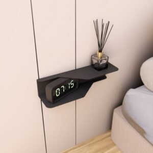 Floating Metal Bedside Shelf – Minimalist Nightstand with Dual Surface Design