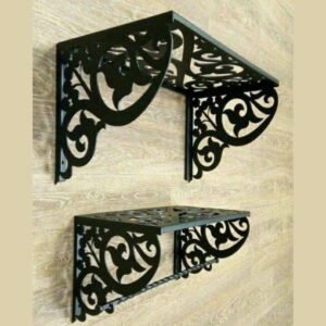 Ornate Laser-Cut Metal Wall Shelves – Decorative Scrollwork Brackets