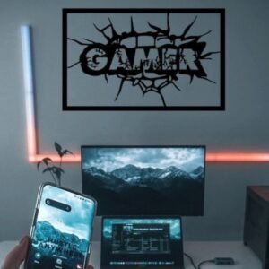 “GAMER Wall Art – Cracked Text Style DXF File”