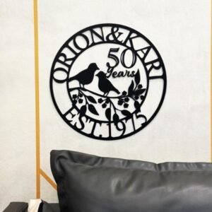 Personalized Lovebirds Metal Anniversary Sign – 50 Years